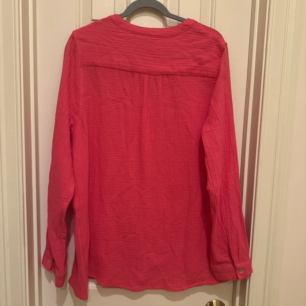 Mote Hot Pink‎ Gauzy Cotton Tunic Top Shirt XXL Lagenlook Resort Breathable